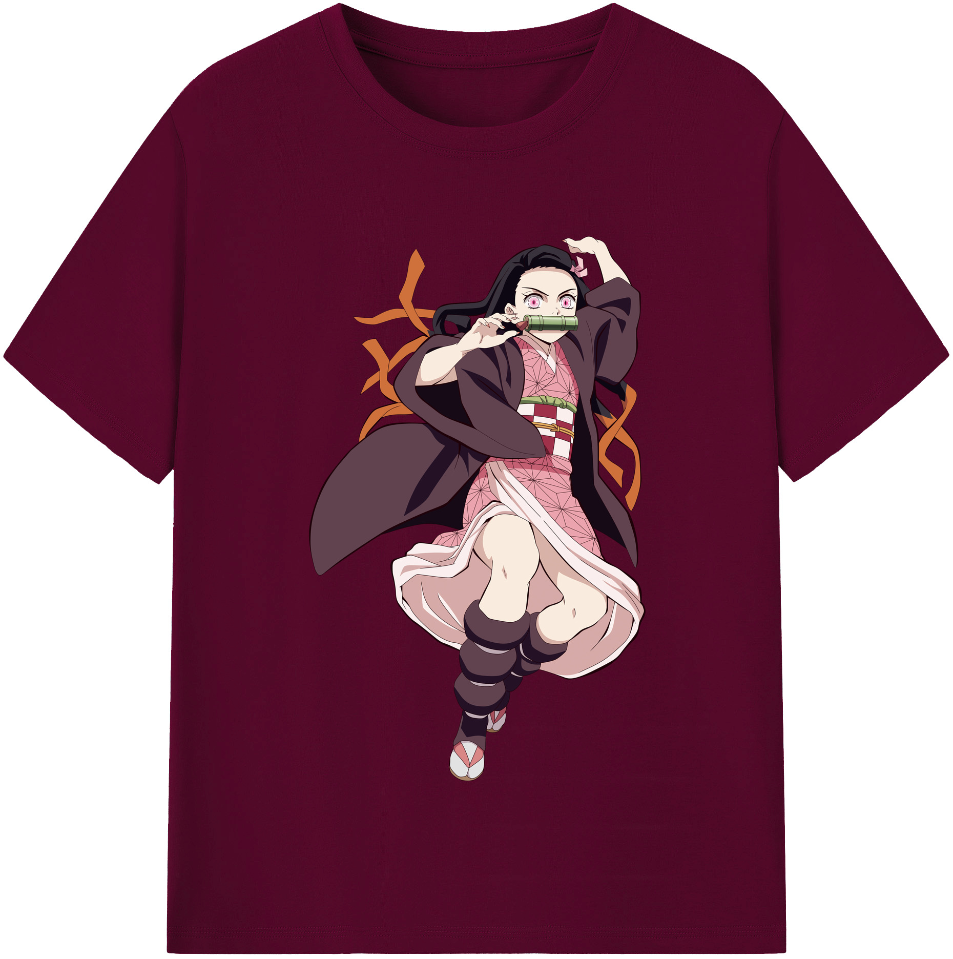 （画像用） 鬼滅の刃（きめつのやいば）竈門 禰󠄀豆子／かまど ねずこ Kamado Nezuko レディースカジュアルプリントTシャツ（綿100％）